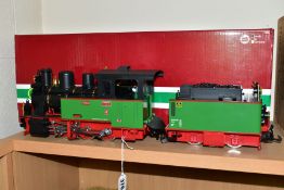 A BOXED L.G.B. G GAUGE HENSCHEL 0-6-0 LOCOMOTIVE AND TENDER, 'Frank S' has been lightly run but