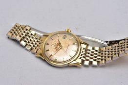 A GENTS OMEGA AUTOMATIC, CONSTELLATION WRISTWATCH, round gold dial signed 'Omega Automatic