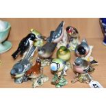 ELEVEN BESWICK BIRDS, comprising Chaffinch No 991B, Blue Tit 992B, Wren No993B, Grey Wagtail