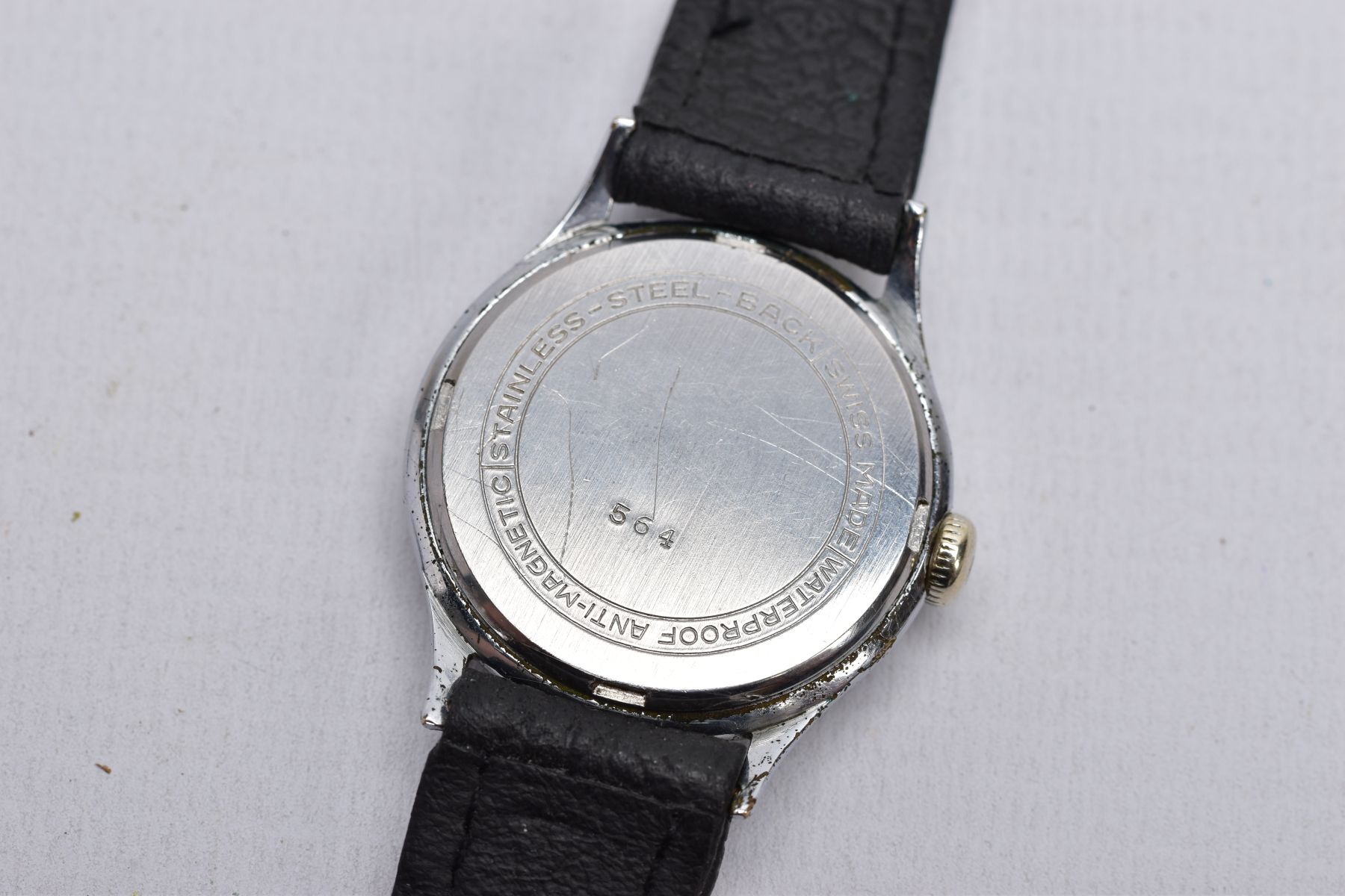 A GENTS 'AVIONAL' WRISTWATCH, hand wound movement, round champagne dial signed 'Avional - Image 2 of 3