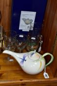 A BOXED FRANZ DRAGONFLY TEAPOT AND A SMALL QUANTITY OF GLASSWARE, the teapot model no FZ00117, the