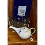 A BOXED FRANZ DRAGONFLY TEAPOT AND A SMALL QUANTITY OF GLASSWARE, the teapot model no FZ00117, the