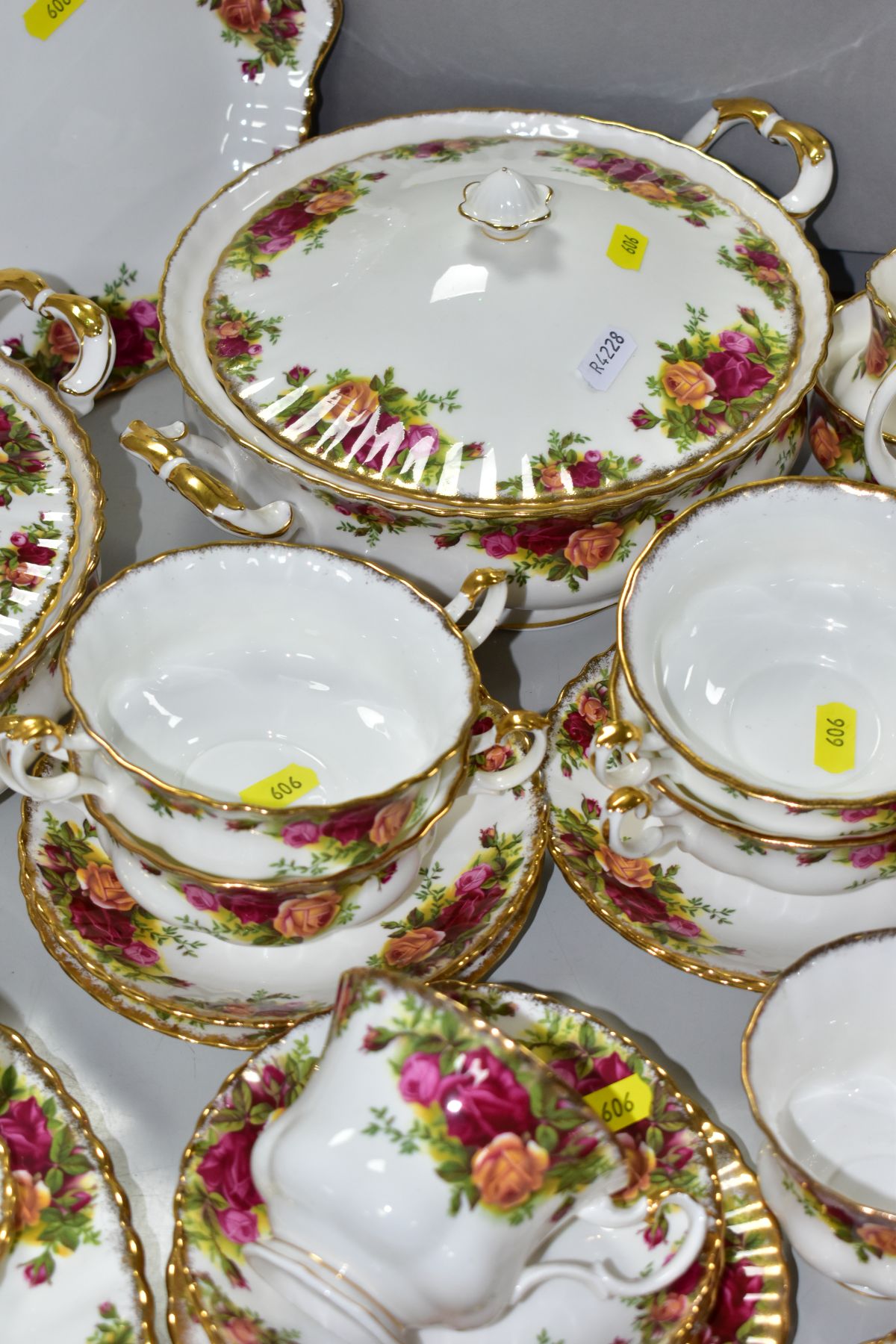 ROYAL ALBERT 'OLD COUNTRY ROSES' comprising two cake plates, two tureens, oval meat platter, gravy - Image 11 of 14