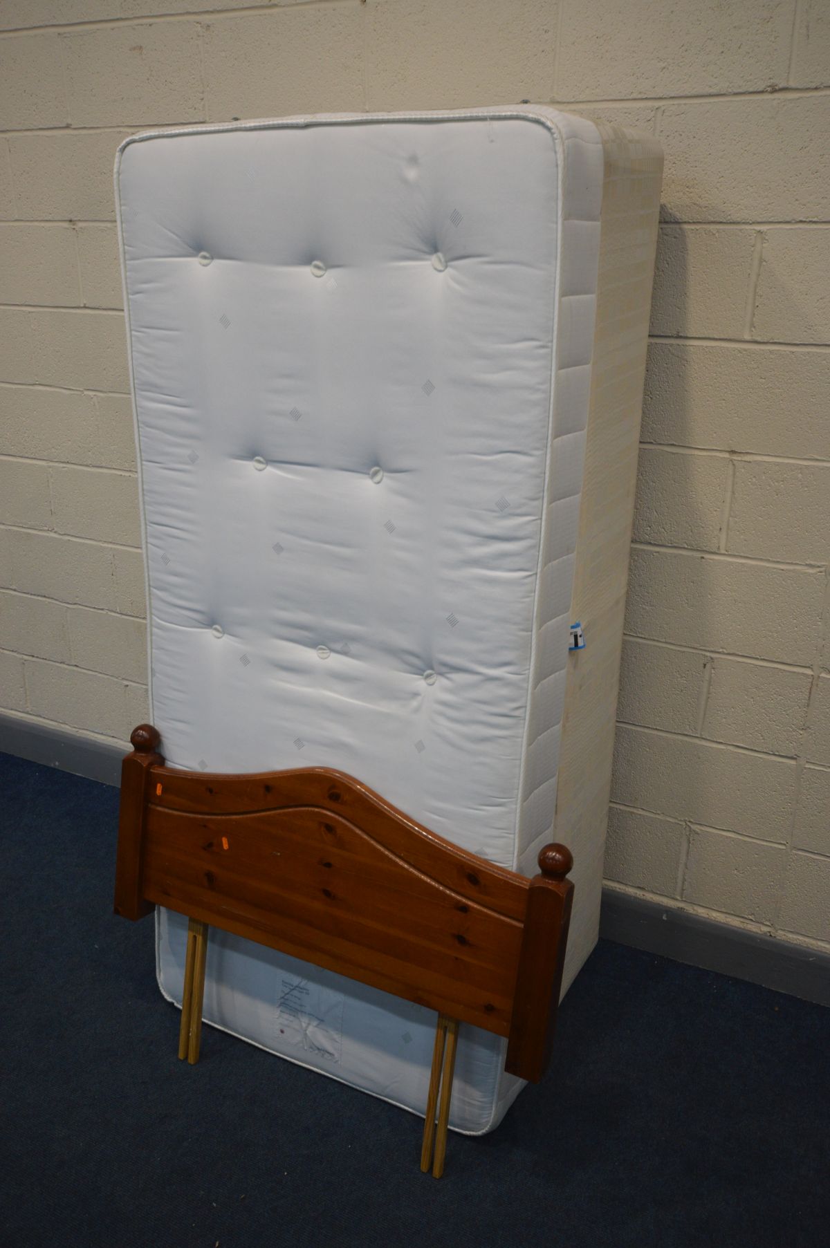 A SINGLE JOHN LEWIS MATTRESS on a matched divan base, with a pine headboard (2) - Image 3 of 3