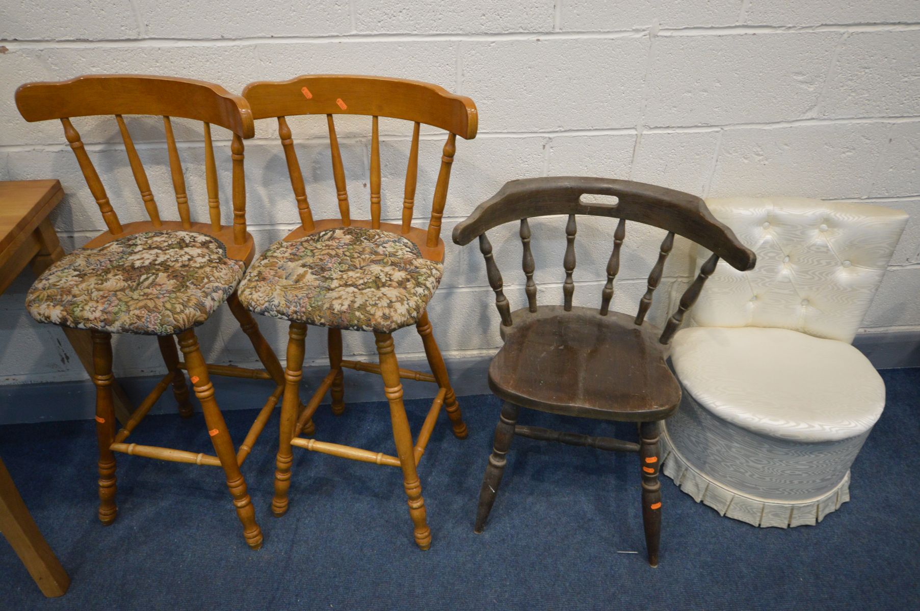 A BEECH FOLD OVER KITCHEN TABLE, square pine table with a single drop end, American style chair, - Image 2 of 3