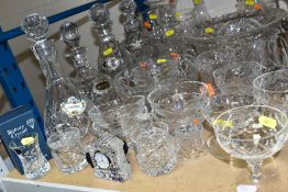 A GROUP OF CUT GLASSWARE, including Corbet cut glass Trifle bowl and six matching dishes, boxed