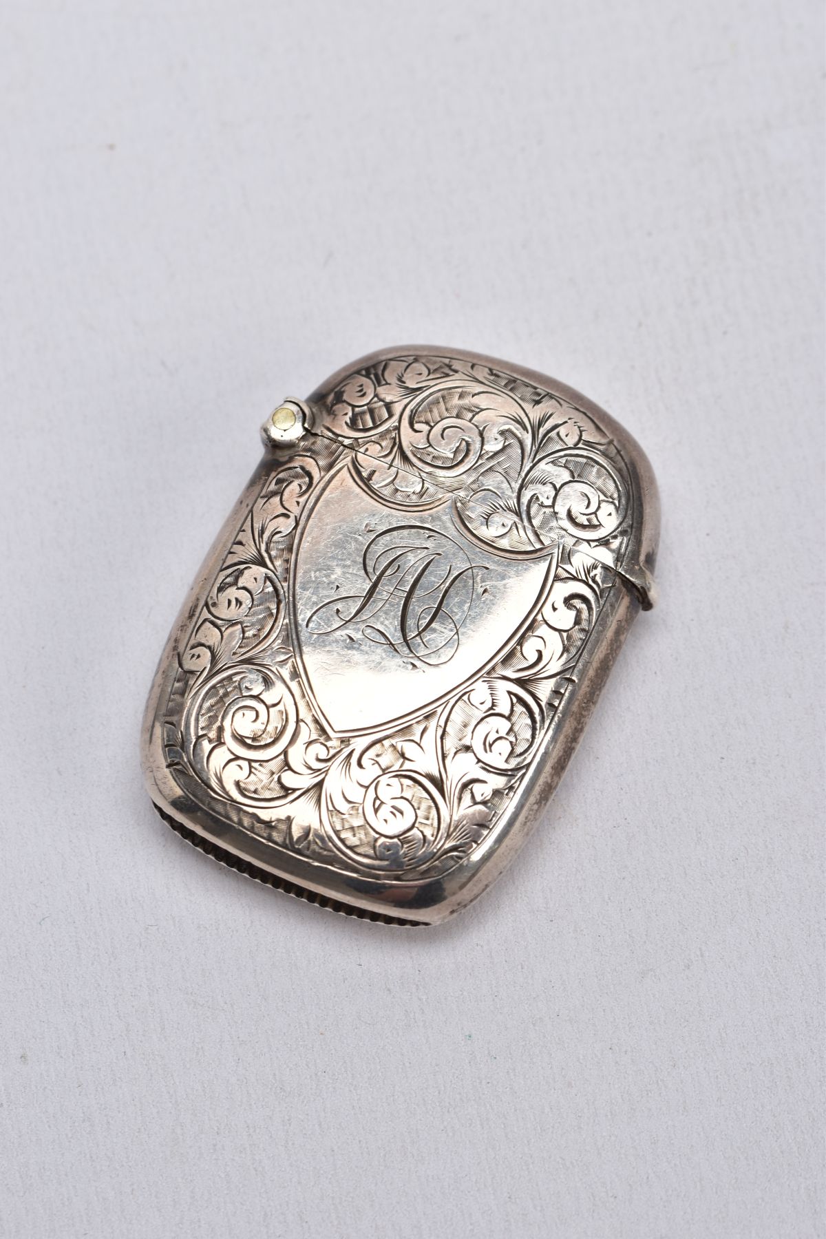 TWO SILVER VESTA CASES, the first of a rectangular form, foliate engraved design, vacant shield - Image 2 of 5