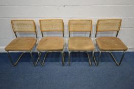 AFTER MARCEL BREUER, A SET OF FOUR MODEL CESCA TUBULAR CHAIRS, with bergère and beech back and