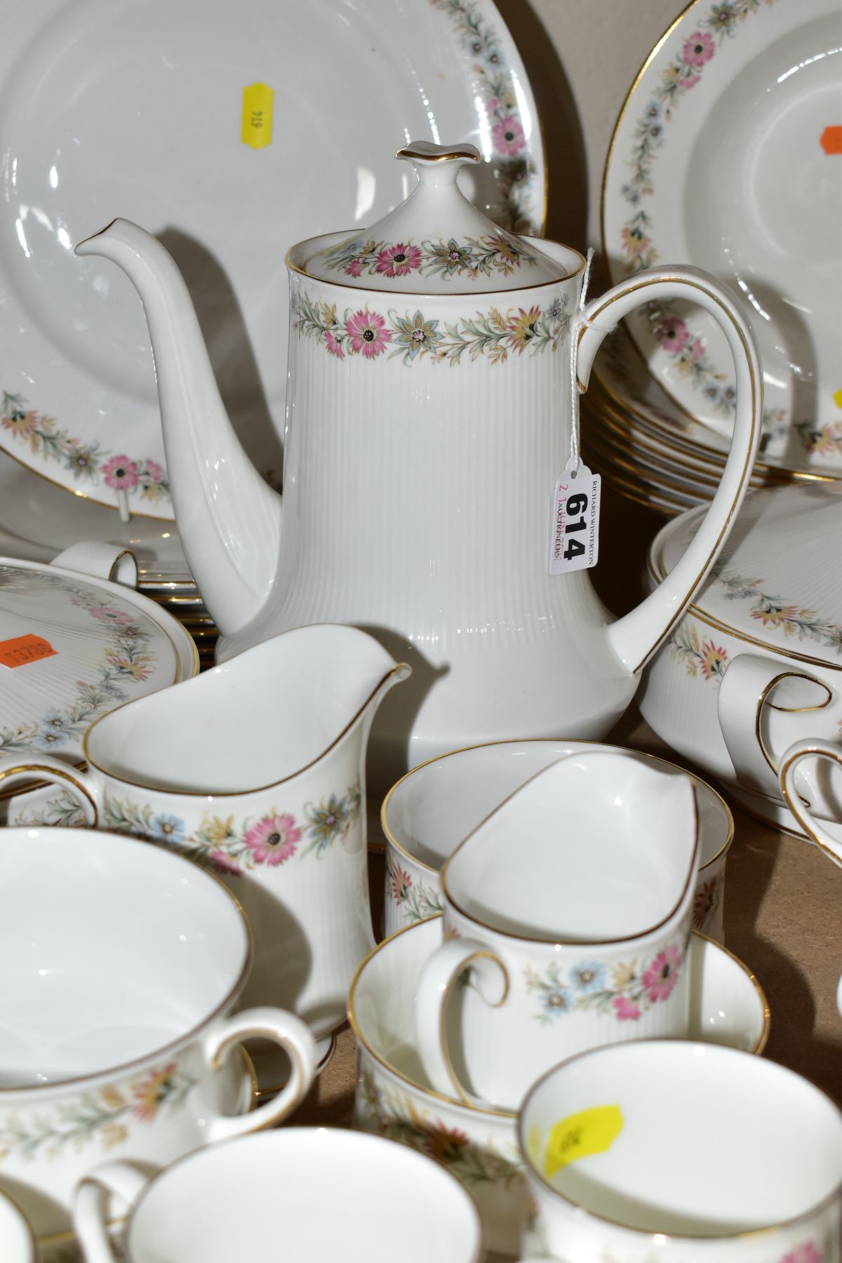 A ROYAL ALBERT/PARAGON 'BELINDA' PART DINNER SERVICE, comprising ten coffee cups (two Royal Albert), - Image 4 of 10