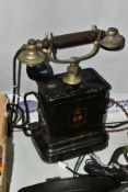 AN EARLY 20TH CENTURY PILLAR TELEPHONE MAGNETO, JYDSK TELEFON AKFIESELSKAB, hand-cranked