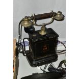 AN EARLY 20TH CENTURY PILLAR TELEPHONE MAGNETO, JYDSK TELEFON AKFIESELSKAB, hand-cranked