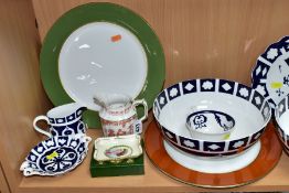 A COLLECTION OF ROYAL CROWN DERBY PORCELAIN, including seconds 'Green Band' and 'Terracotta Band',