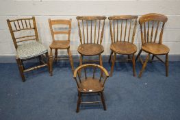 SIX VARIOUS PERDIOD CHAIRS, to include a 20th century oak child's chair, 19th century elm country