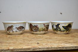 A SET OF THREE FRANKLIN PORCELAIN GAME BIRD BOWLS, all designed by Basil Ede, titled 'The Game