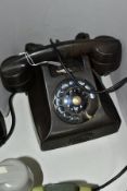 A MID 20TH CENTURY ERICSSON LM BLACK BAKELITE TELEPHONE, (Condition Report:- very worn and rusty
