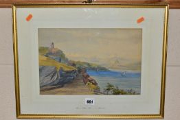 JAMES CLARKE HOOK (1819-1907), a coastal view with small buildings overlooking the sea, signed and