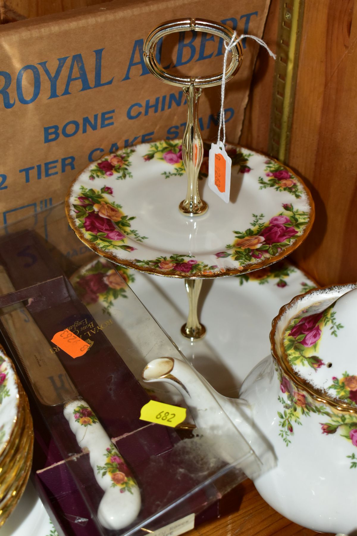 ROYAL ALBERT 'OLD COUNTRY ROSES' comprising two tier cake stand (with a box), a cake/sandwich plate, - Image 5 of 6