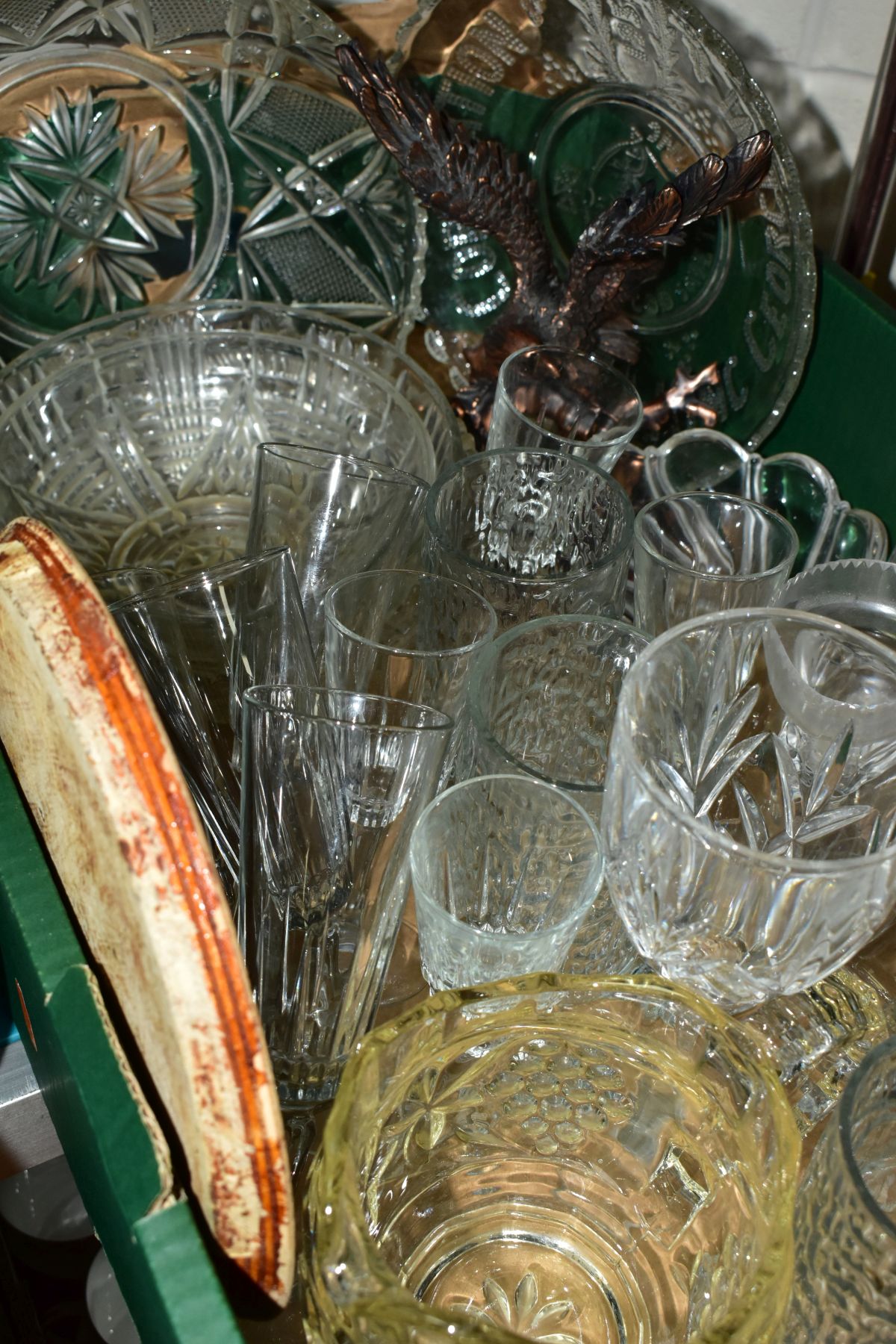 TWO BOXES OF CERAMICS AND GLASS etc to include Doulton Cinnabar coffee cups and saucers, other - Image 3 of 5