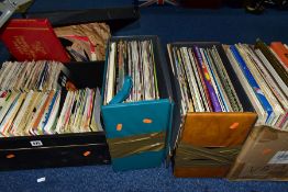 A VINTAGE DJs SINGLES CASE, TWO LP CASES AND A BOX CONTAINING OVER TWO HUNDRED 7in SINGLES AND ONE