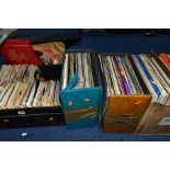 A VINTAGE DJs SINGLES CASE, TWO LP CASES AND A BOX CONTAINING OVER TWO HUNDRED 7in SINGLES AND ONE