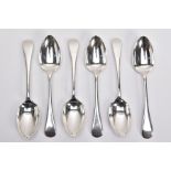 SIX SILVER TABLESPOONS, Old English pattern tablespoons, five hallmarked 'Cooper Brothers & Sons