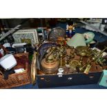 FOUR BOXES AND LOOSE MISCELLANEOUS, METALWARE, ETC, to include a Lion Zither/sd, boxed Merit