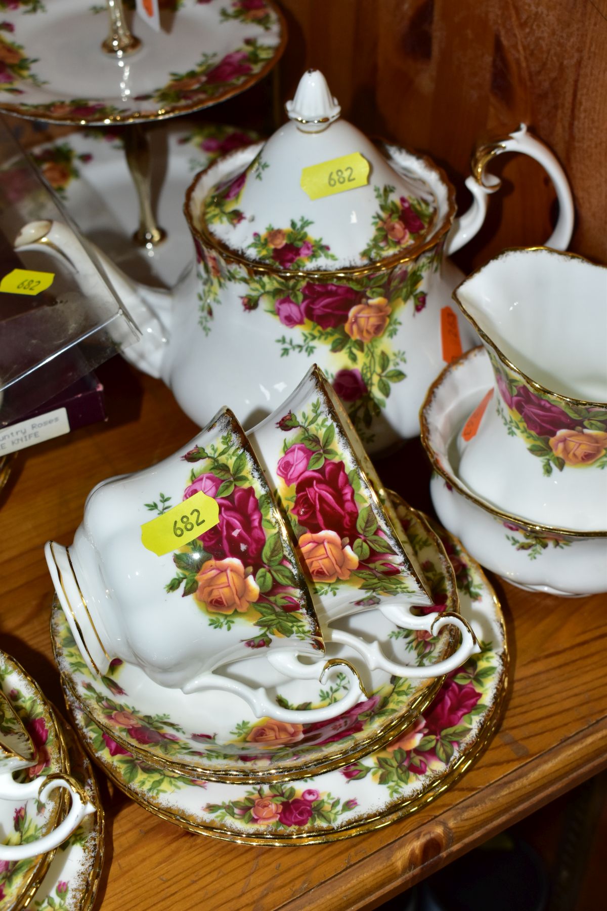 ROYAL ALBERT 'OLD COUNTRY ROSES' comprising two tier cake stand (with a box), a cake/sandwich plate, - Image 3 of 6