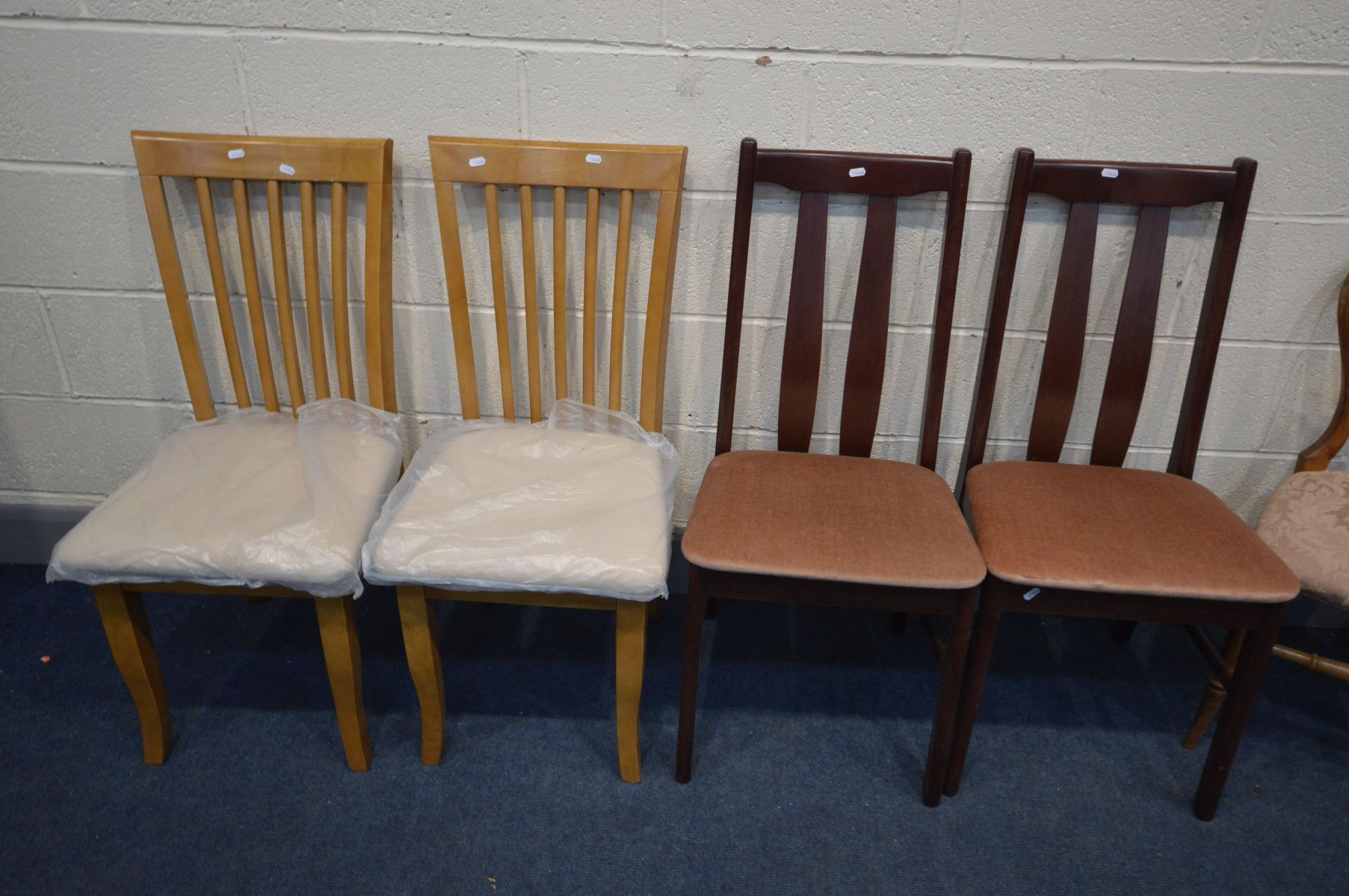 A SET OF THREE VICTORIAN CHAIRS, along with two pairs of modern chairs, two gilt framed wall - Image 4 of 4