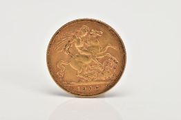 AN EDWRDIAN HALF SOVEREIGN, depicting Edward VII, dated 1906, 4 grams