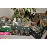 SEVEN BOXES OF GLASS BOTTLES, to include medicine and beverage etc, examples include Burrows &