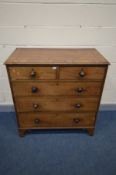 A 20TH CENTURY MAHOGANY AND CROSSBANDED CHEST OF TWO SHORT OVER THREE LONG DRAWERS, in the