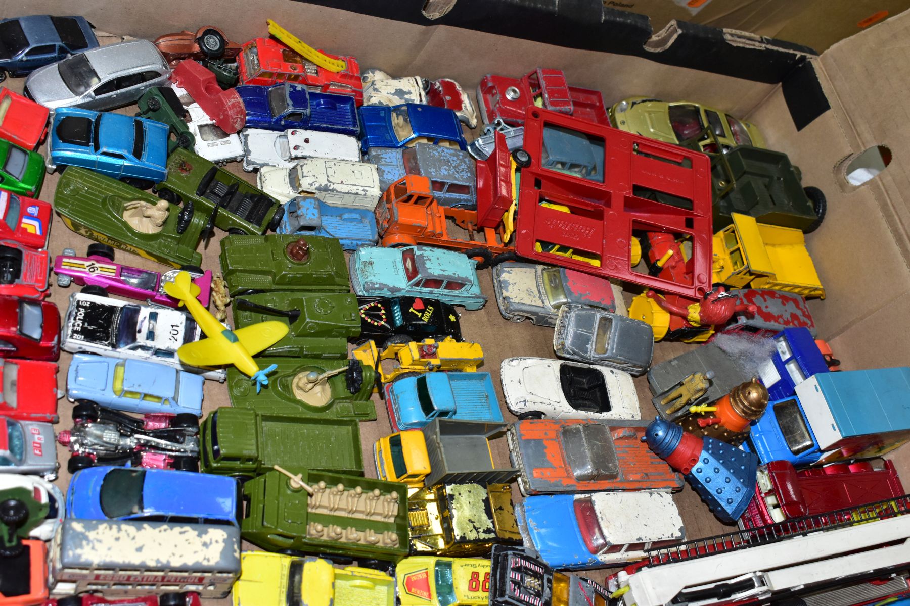 A QUANTITY OF UNBOXED AND ASSORTED PLAYWORN DIECAST VEHICLES, to include Spot-On-Fiat 500 No. 185, - Image 6 of 7