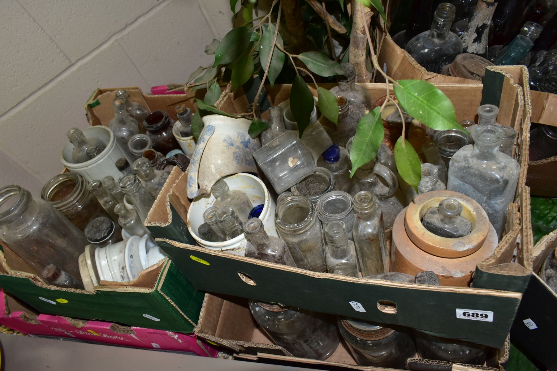 SEVEN BOXES OF GLASS BOTTLES, to include medicine and beverage etc, examples include Burrows & - Image 5 of 6