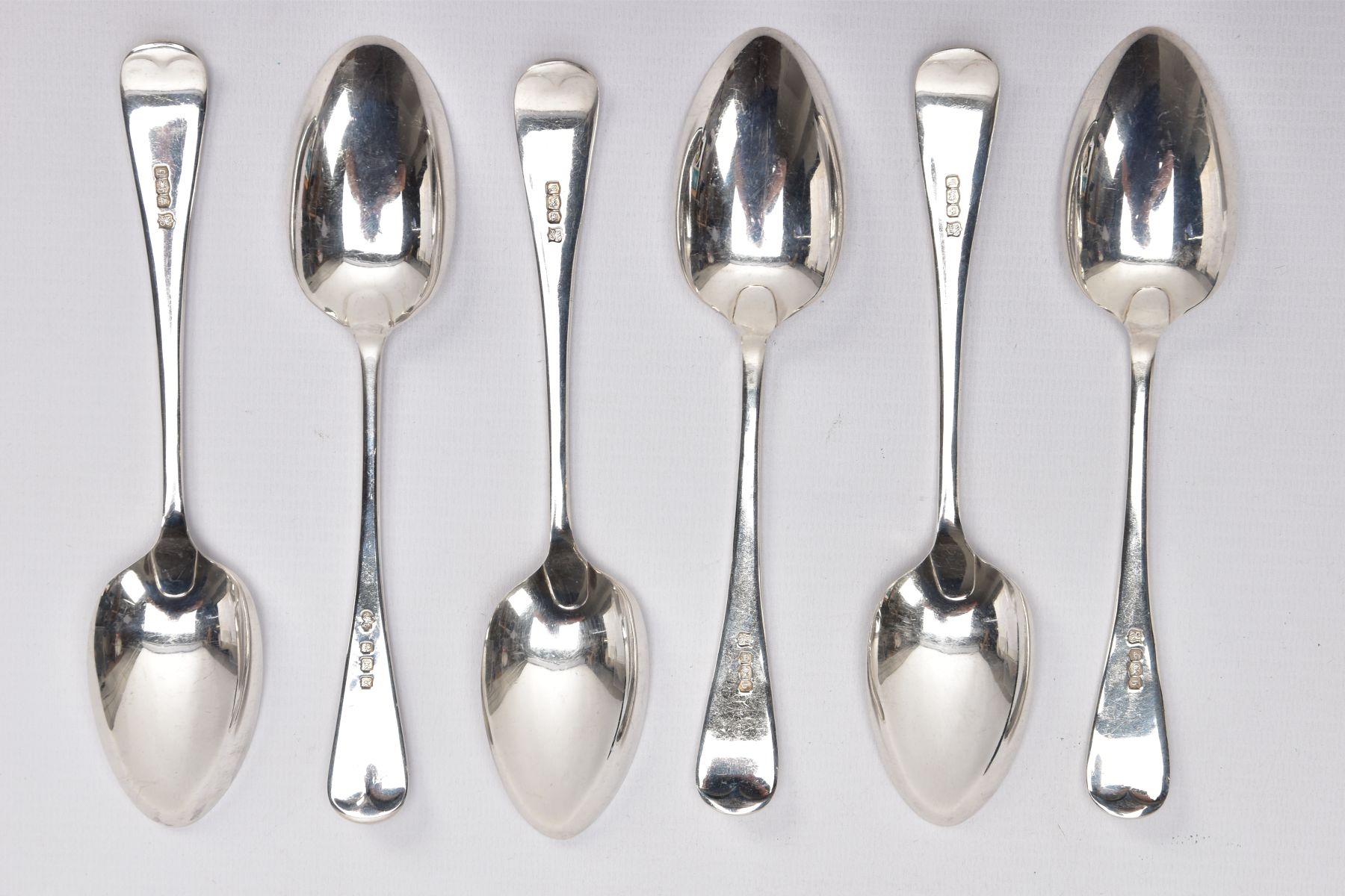 SIX SILVER TABLESPOONS, Old English pattern tablespoons, five hallmarked 'Cooper Brothers & Sons - Image 2 of 3