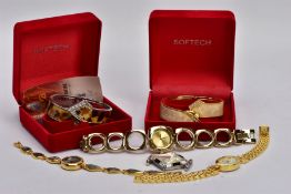 A BAG OF ASSORTED LADIES WRISTWATCHES, six watches in total to include two ladies 'Softech' hinged