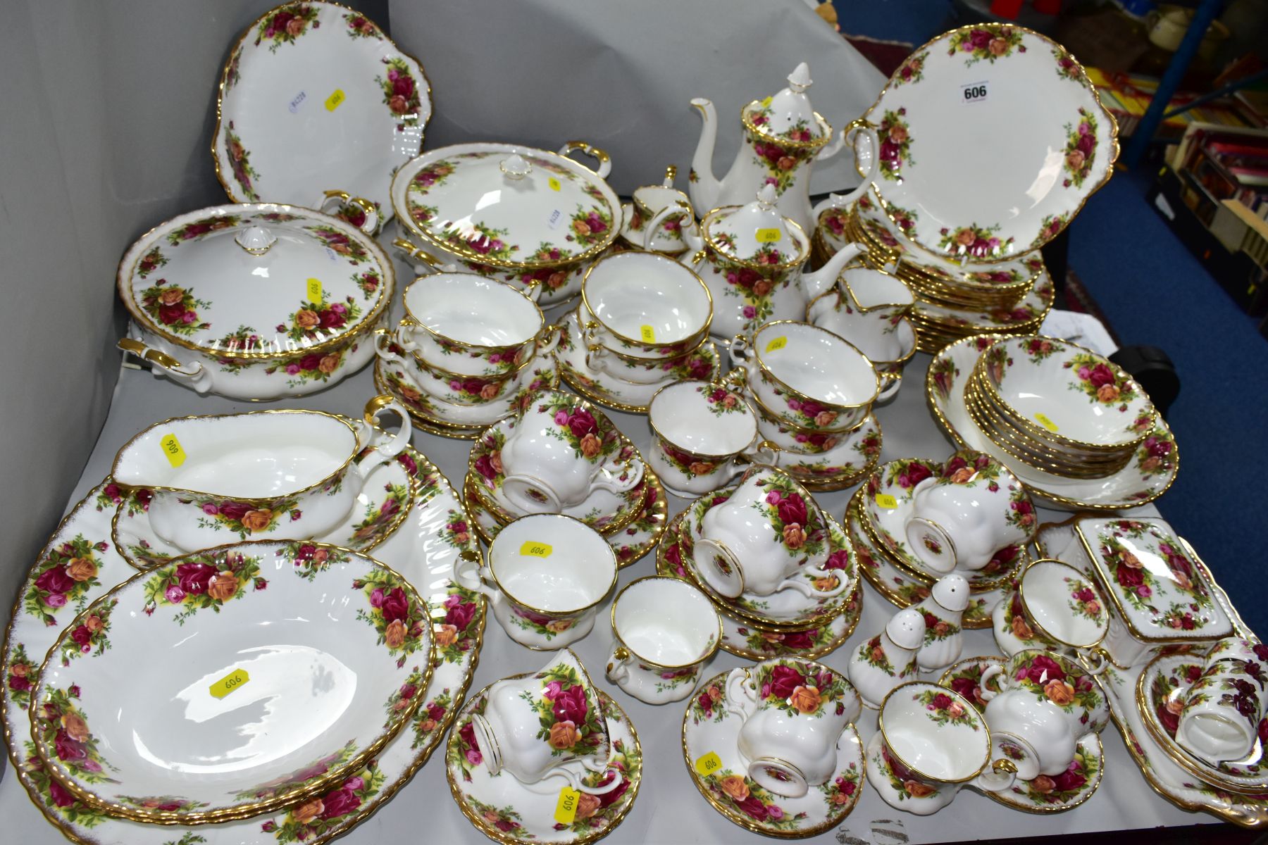 ROYAL ALBERT 'OLD COUNTRY ROSES' comprising two cake plates, two tureens, oval meat platter, gravy