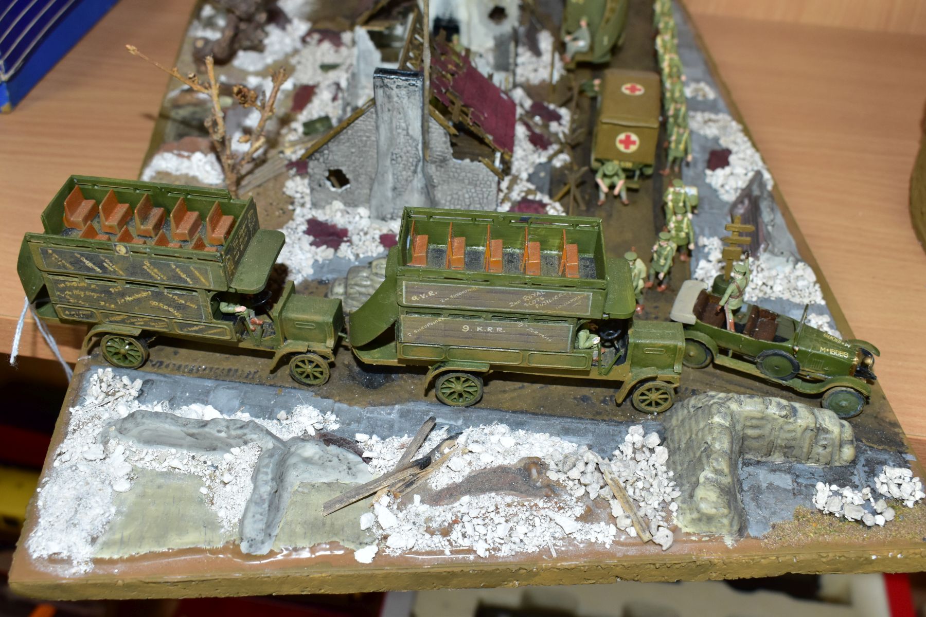 A DIORAMA OF A WWI FIELD HOSPITAL, approximately 1/76 scale, of wooden and plastic construction on a - Image 2 of 4