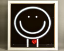 DOUG HYDE (BRITISH 1972) 'HEART THROB' a limited edition print on aluminium of a neon style face