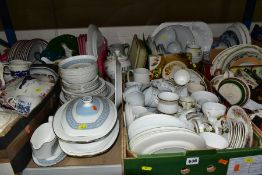 FIVE BOXES AND LOOSE OF MISCELLANEOUS CERAMICS, including Royal Doulton Counterpoint part dinner