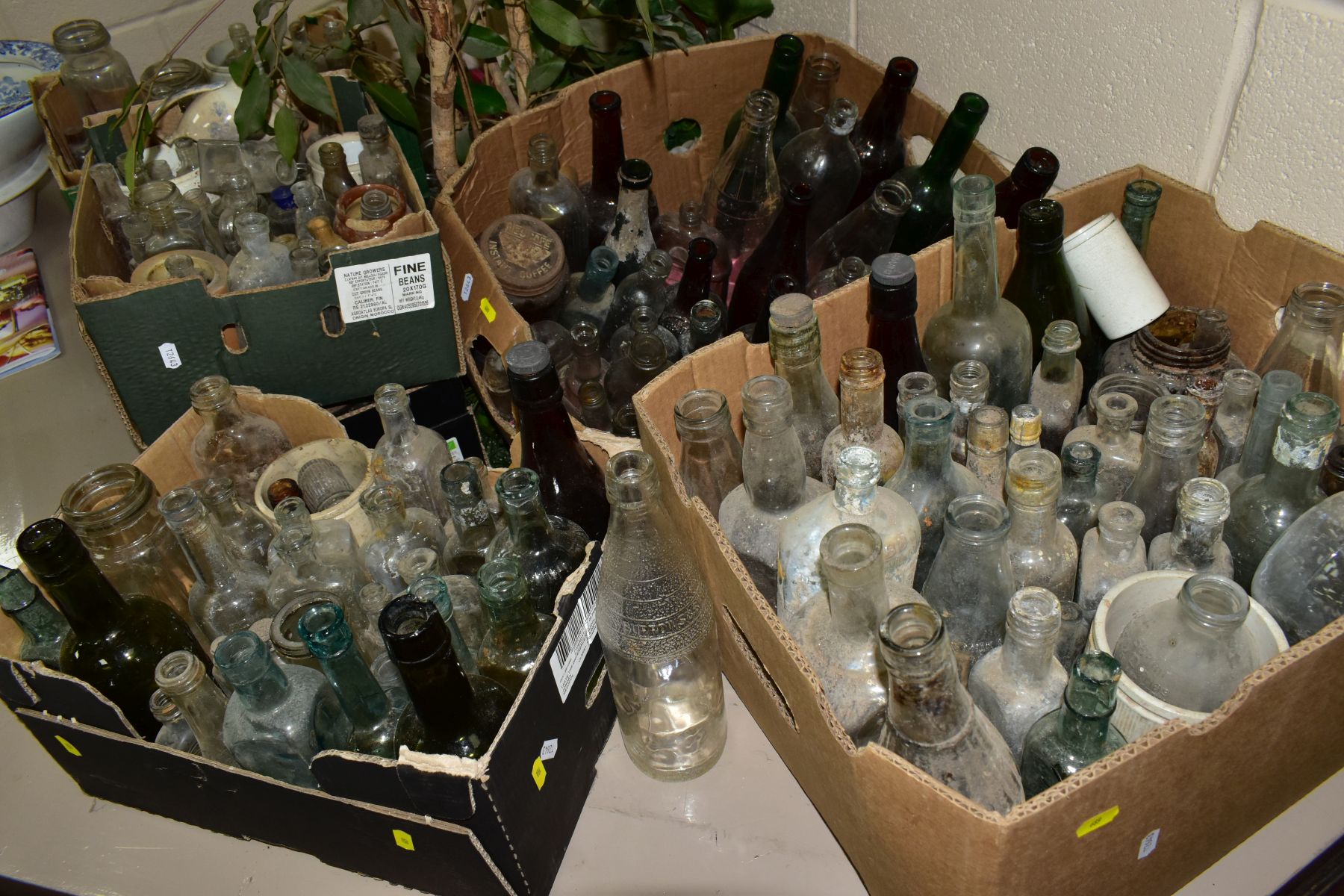 SEVEN BOXES OF GLASS BOTTLES, to include medicine and beverage etc, examples include Burrows & - Image 2 of 6