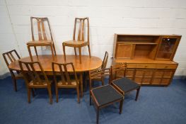 A NATHAN TEAK OVAL EXTENDING DINING TABLE, closed width 152cm x open width 206cm x depth 99cm x