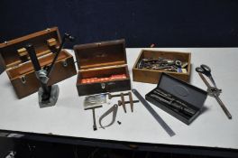 FOUR SMALL BOXES CONTAINING ENGINEERING TOOLS including Imperial Taps and Dies, a Mercer marking