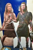 TWO CARDBOARD CUT OUTS OF MEL GIBSON AS WILLIAM WALLACE, from the Braveheart movie, height 181cm (