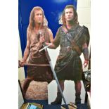 TWO CARDBOARD CUT OUTS OF MEL GIBSON AS WILLIAM WALLACE, from the Braveheart movie, height 181cm (