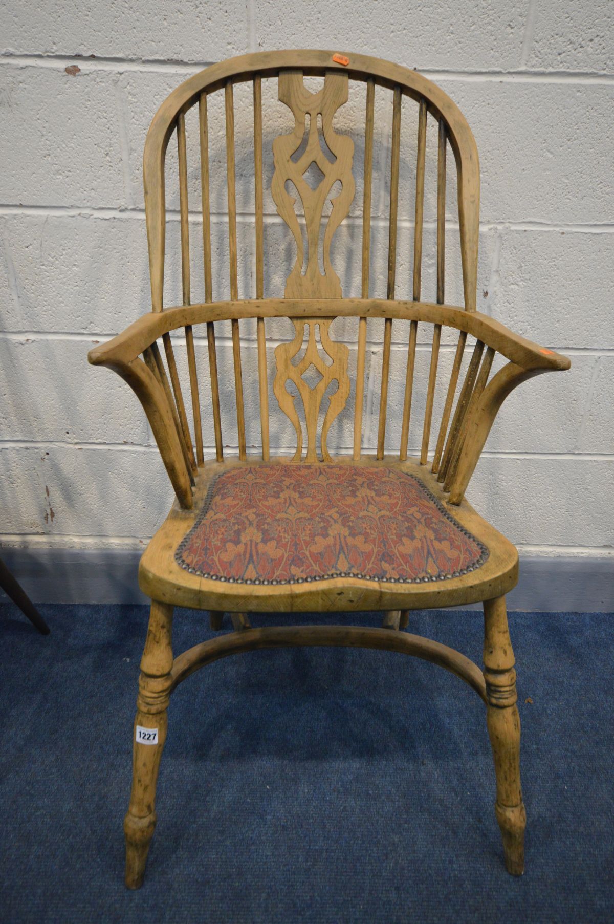 A BEECH SPINDLE BACK WINDSOR ARMCHAIR with a crinoline stretcher - Image 2 of 2