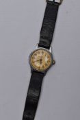 A GENTS 'INGERSOLL' WRISTWATCH, hand wound movement, round gold dial signed 'Ingersoll Ltd,