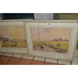 W. MCDADS (20TH CENTURY) a pair of hunting scene watercolours, one with a horse and rider in a