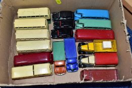 A QUANTITY OF UNBOXED AND ASSORTED PLAYWORN DIECAST VEHICLES, to include Dinky Toys covered wagon,