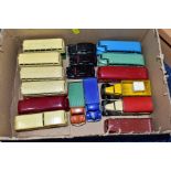 A QUANTITY OF UNBOXED AND ASSORTED PLAYWORN DIECAST VEHICLES, to include Dinky Toys covered wagon,