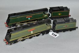 TWO UNBOXED WRENN RAILWAYS 00 GAUGE STREAMLINED BULLEID PACIFIC LOCOMOTIVES, 'Winston Churchill'